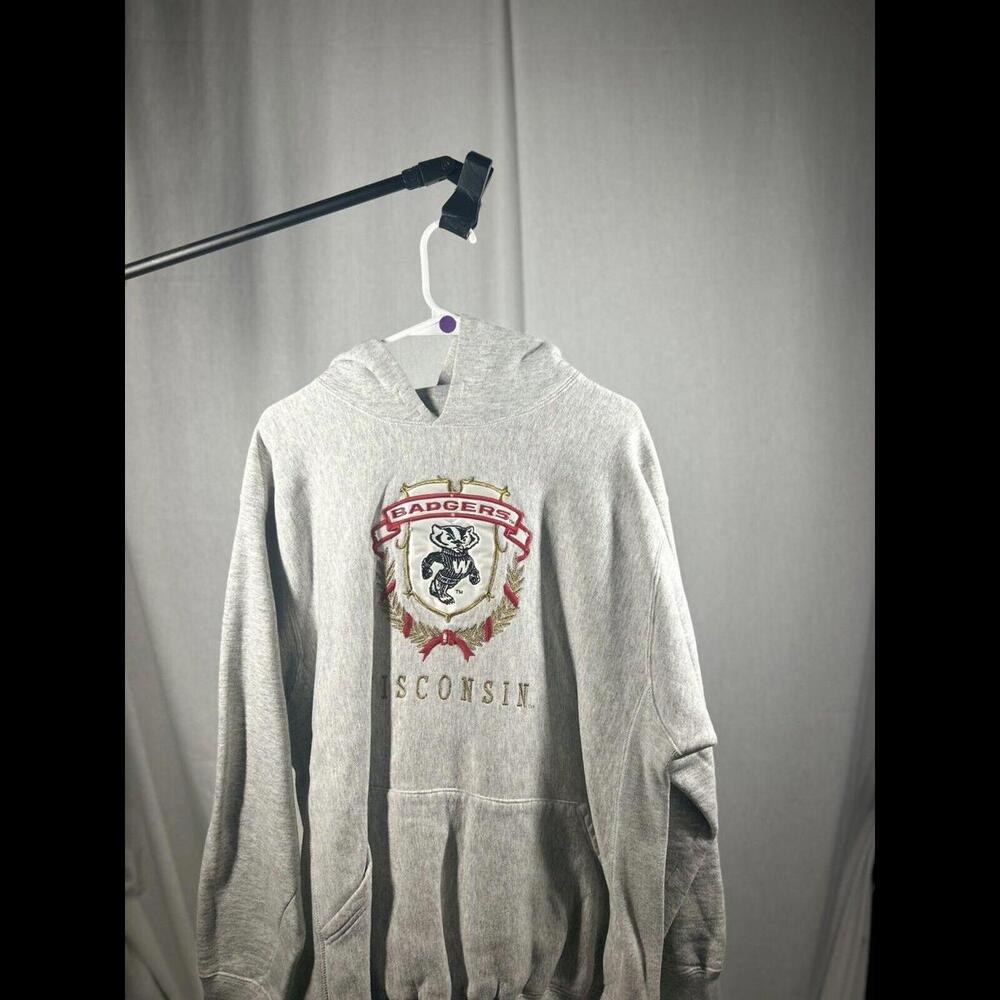 VTG 1990s Embroidered Wisconsin Badgers Heavy Weight Hoodie